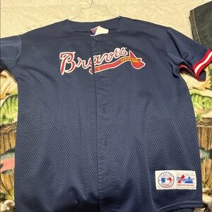 Majestic Kids Navy Braves Jersey